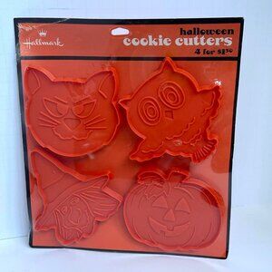 Hallmark Halloween Cookie Cutters Orange Plastic Cat Owl Witch Pumpkin NIP